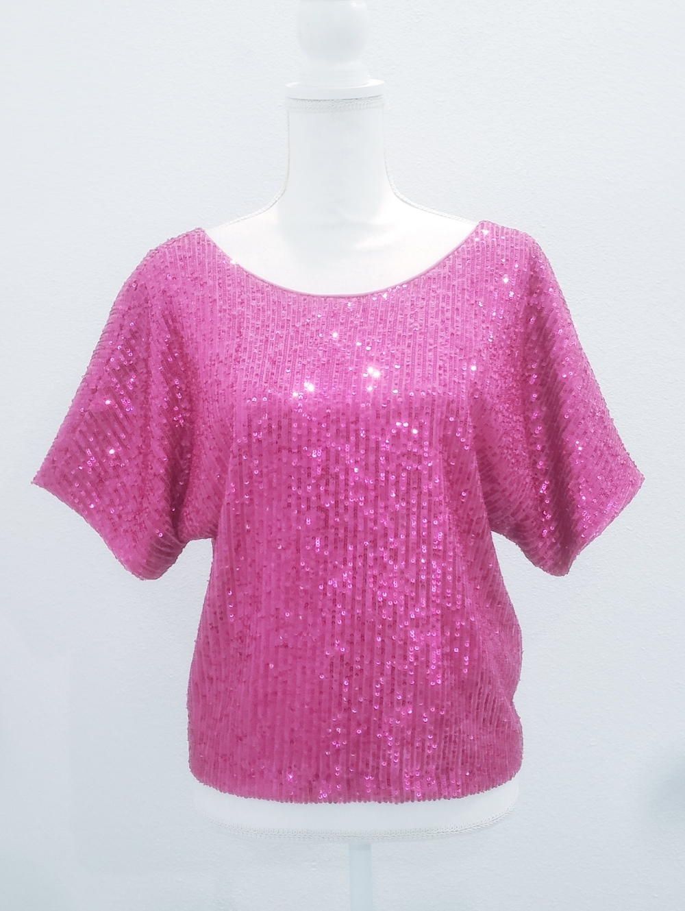 MILLY Sequin Mini V-Back Pink Top Size Small